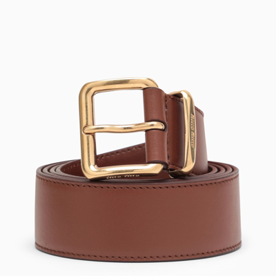 Miu Miu Knotted Calf Leather Belt In Brown