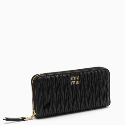 Miu Miu Black Nappa Zip Around Wallet