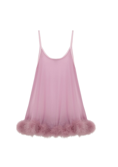 Gilda & Pearl Diana Silk And Marabou Feather Babydoll In Boudoir Rose