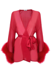 Gilda & Pearl Diana Silk And Marabou Feather Robe