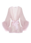 GILDA & PEARL DIANA SILK AND MARABOU FEATHER ROBE IN MARILYN PINK