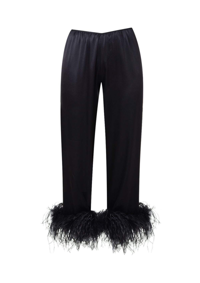 Gilda & Pearl Esmé Silk And Feather Trim Trouser
