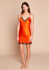 Gilda & Pearl Silk Lace-trim Josephine Slip Dress In  Jewel/black