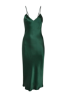 GILDA & PEARL SOPHIA MIDI SILK SLIP DRESS IN EMERALD GREEN