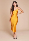 GILDA & PEARL SOPHIA MIDI SILK SLIP DRESS IN FIRE OPAL