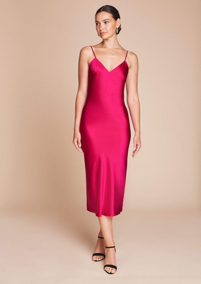 GILDA & PEARL MIDI SILK SLIP DRESS IN HOLLYWOOD ROSE PINK