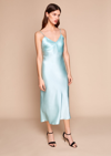 GILDA & PEARL SOPHIA MIDI SILK SLIP DRESS IN AZURE BLUE