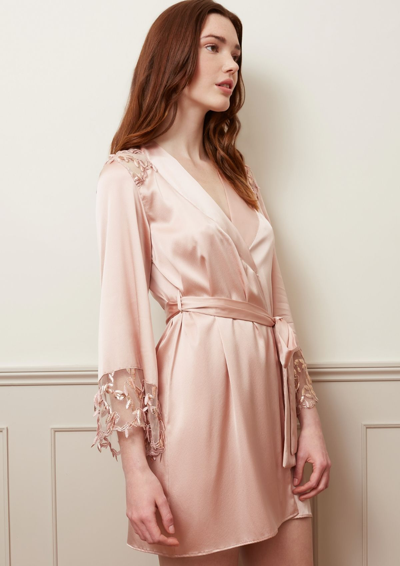 Gilda & Pearl Embroidered Talulah Dressing Gown In Pink