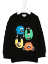 Stella Mccartney Kids Black Sweatshirt With Multicolored Graphic Print In Nero