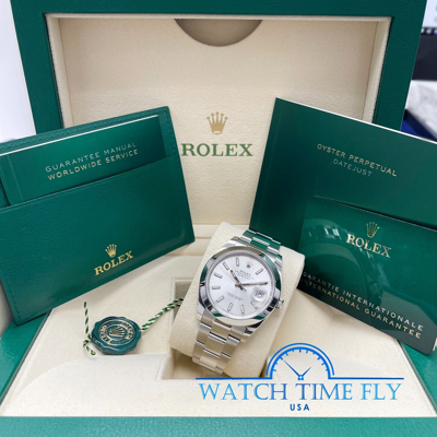 Pre-owned Rolex 126300 Datejust 41mm Oyster Silver Index Stainless Steel Oyster Band