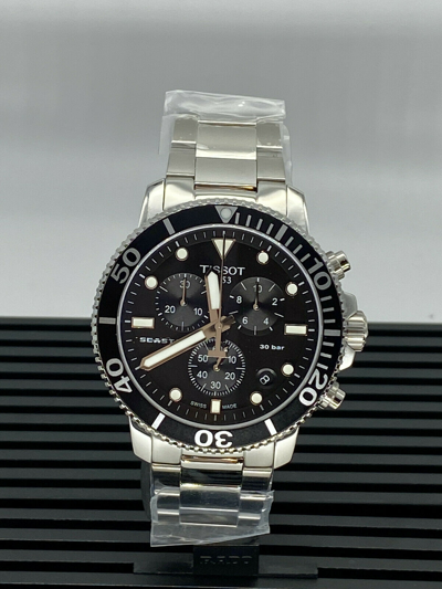 Pre-owned Tissot Seastar 1000 Chronograph Black Dial Men's Watch T1204171105100