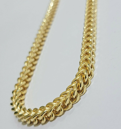 Pre-owned My Elite Jeweler Real 10k Gold Franco Chain 7mm Necklace 24" Inch 10kt Thick & Strong For Men's