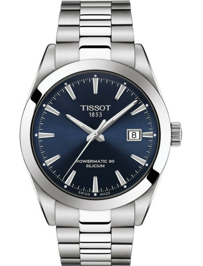 Pre-owned Tissot Gentleman Powermatic 80 Silicium Blue Dial Men's Watch T1274071104100