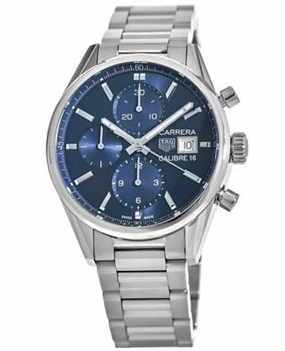 Pre-owned Tag Heuer Carrera Calibre 16 Chronograph Blue Men's Watch Cbk2112.ba0715