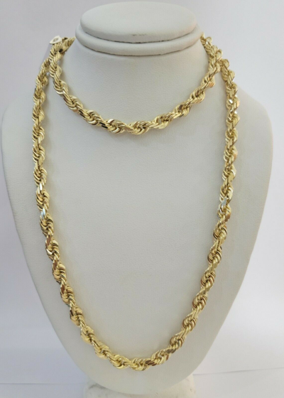 Pre-owned My Elite Jeweler Real 14k Gold Rope Necklace 6mm Chain 14 Kt Yellow Gold 22" Solid Real Gold Sale