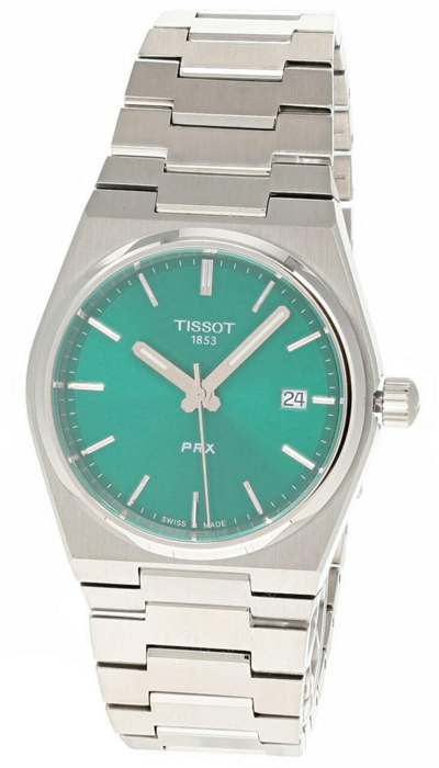 Pre-owned Tissot Prx 35mm Qtz S-steel Green Dial Unisex Watch T1372101108100