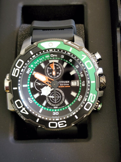 Pre-owned Citizen Promaster Aqualand Green Dive Watch Bj2168-01e