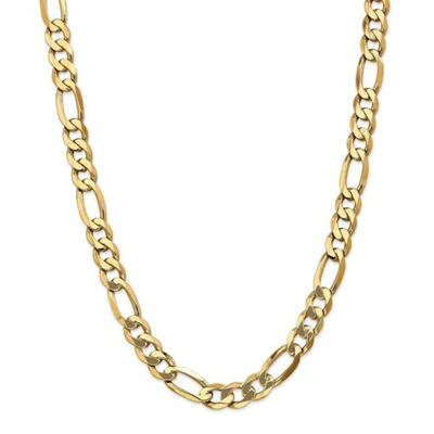 Pre-owned Accessories & Jewelry 14k Yellow Gold 10mm Solid Plain Flat Figaro Chain W/ Lobster Clasp 20" - 26"
