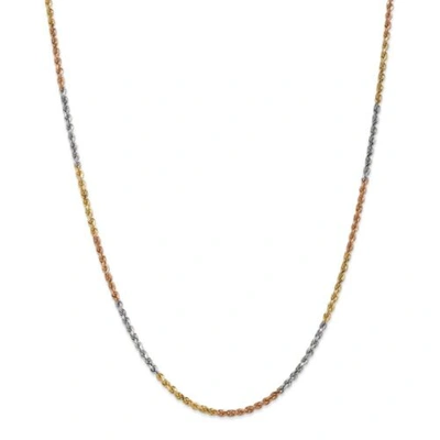 Pre-owned Accessories & Jewelry 14k Tri Color Gold 2.5mm Solid Diamond Cut Rope Chain W/ Lobster Clasp 16" - 24"