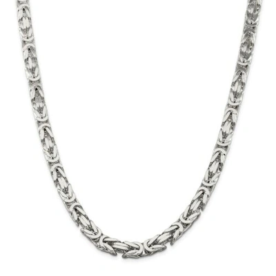 Pre-owned Accessories & Jewelry Sterling Silver Solid 8.25mm Square Byzantine Chain W/ Lobster Clasp 20" - 24"