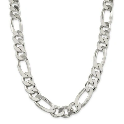 Pre-owned Accessories & Jewelry Sterling Silver Solid 15mm Plain Figaro Link Chain W/ Lobster Clasp 20" - 28"