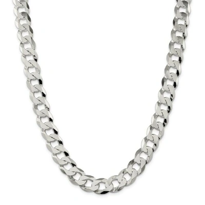 Pre-owned Accessories & Jewelry Sterling Silver Solid Plain 13mm Beveled Curb Chain W/ Lobster Clasp 20" - 26"