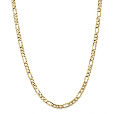 Pre-owned Accessories & Jewelry 14k Yellow Gold 5.25mm Solid Plain Flat Figaro Chain W/ Lobster Clasp 18" - 30"