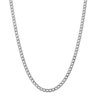 Pre-owned Accessories & Jewelry 14k White Gold 5.25mm Semi Solid Curb Link Chain W/ Lobster Clasp 16" - 24"