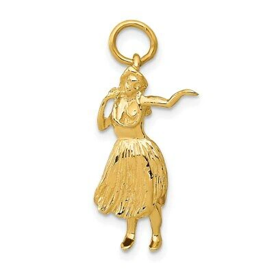 Pre-owned Skyjewelers Real 14k Yellow Gold 3-d Hula Dancer Charm; Women & Men