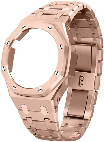 Pre-owned G-shock Casioak Casio Oak Mod Kit For Casio Shock Ga 2100 Metal Watch Strap Bracelet In Rose Gold V3s