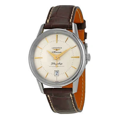 Pre-owned Longines Heritage Flagship Automatic Silver Dial Brown Leather Men's Watch