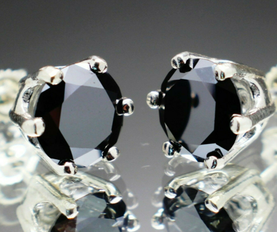 Pre-owned Black Diamond 4.00tcw Real  Treated Stud Earrings For Men Or Women & $2450 Value In Fancy Color