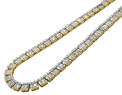 Pre-owned Jewelry Unlimited 14k Yellow Gold Vs Diamond 8mm Baguette Invisible Set Tennis Chain 21" 33 1/2 Ct