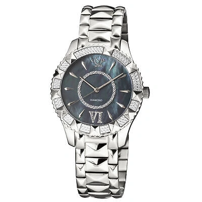 Pre-owned Gv2 By Gevril Women's 11710-424 Venice Black Dial Diamond Watch