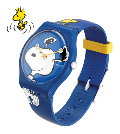 Pre-owned Swatch X Peanuts Snoopy Wristwatch Limited Collaboration Pow Wow First Base Hee