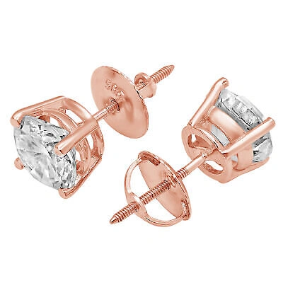Pre-owned Pucci 1.50 Ct Round Cut Solitaire Synthetic Moissanite Stud Earrings 14k Rose Gold In D