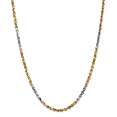 Pre-owned Accessories & Jewelry 14k Tri Color Gold 4mm Solid Diamond Cut Rope Chain W/ Lobster Clasp 18" - 24"