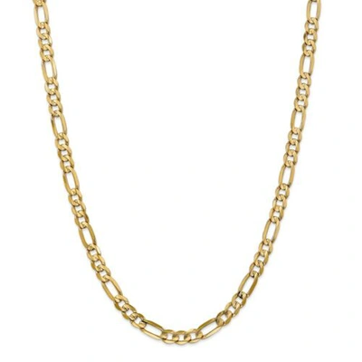 Pre-owned Accessories & Jewelry 14k Yellow Gold 6mm Solid Concave Open Figaro Link W/ Lobster Clasp 18" - 28"