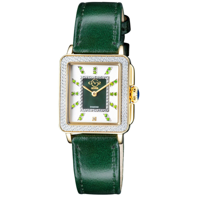 Pre-owned Gv2 By Gevril Women's 12335 Padova Gemstone Green Mop Dial Swiss Quartz Watch