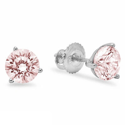 Pre-owned Pucci 4.0ct Round Cut Vvs1 Pink Simulated Diamond Stud Martini Earrings 14k White Gold