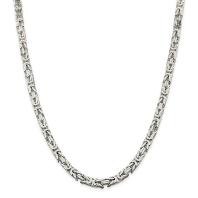 Pre-owned Accessories & Jewelry Sterling Silver Solid 6mm Square Byzantine Chain W/ Lobster Clasp 20" - 24"