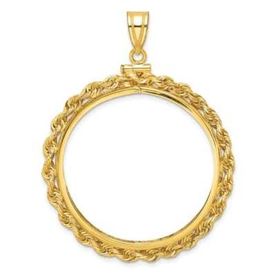 Pre-owned Roy Rose Jewelry Gold Coin Bezel Pendant Mounting - 13mm 15mm - Coin Size - Rope Frame Design