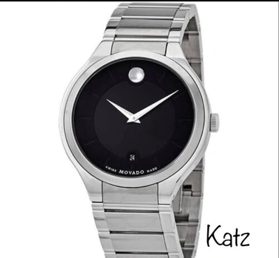 Pre-owned Movado Quadro Men's Black Watch - 0607393 (sale-retail Price $1050)