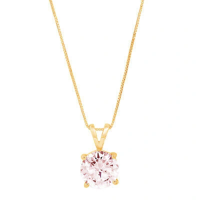 Pre-owned Pucci 3 Ct Round Vvs1 Pink Solitaire Pendant Necklace 18 Box Chain 14k Yellow Gold