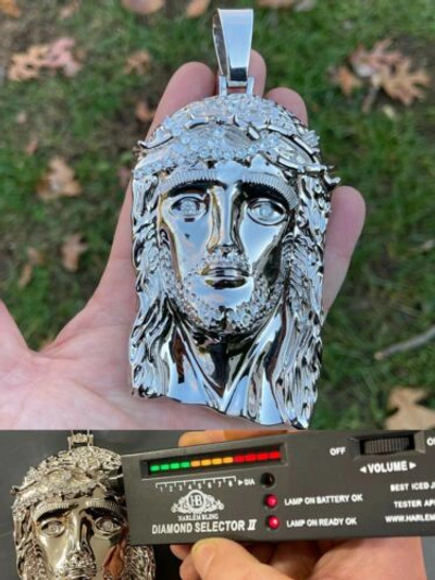 Pre-owned Silver Huge 6" 310 Gram Iced Moissanite 925  Hip Hop Mens Jesus Piece Pendant In White
