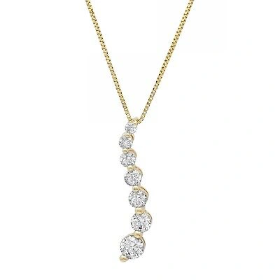 Pre-owned Pucci 0.5ct Round Cut Simulated Solitaire 7-stone Pendant 14k Yellow Gold + 16" Chain In D