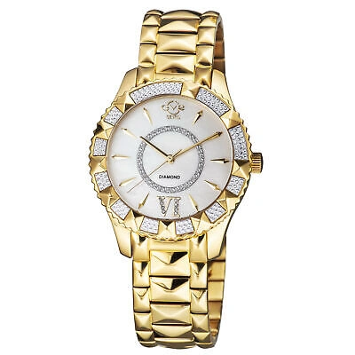 Pre-owned Gv2 By Gevril Women's 11712-525 Venice Mop Dial Gold Ip Stainless Steel Watch