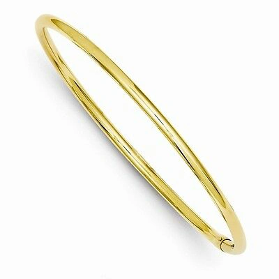 Pre-owned Wishing For Claudia 14k Yellow Gold 3mm Polished 8" Round Slip-on Bangle Bracelet