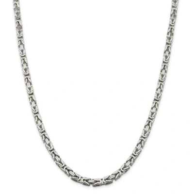 Pre-owned Accessories & Jewelry Sterling Silver Solid 5mm Square Byzantine Chain W/ Lobster Clasp 20" - 24"