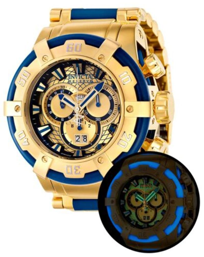 Pre-owned Invicta Reserve Hyperion Men's 53mm Large Luminous Gold Swiss Chrono Watch 37336